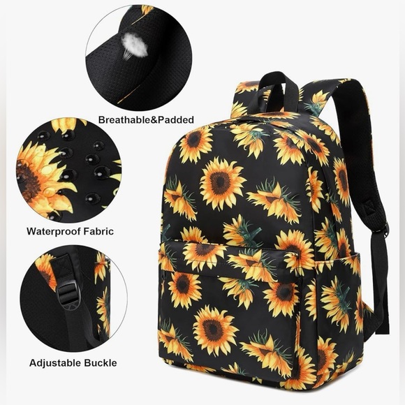Girls Sunflower Backpack With Matching Insulated Lunch Bag. - Picture 9 of 10